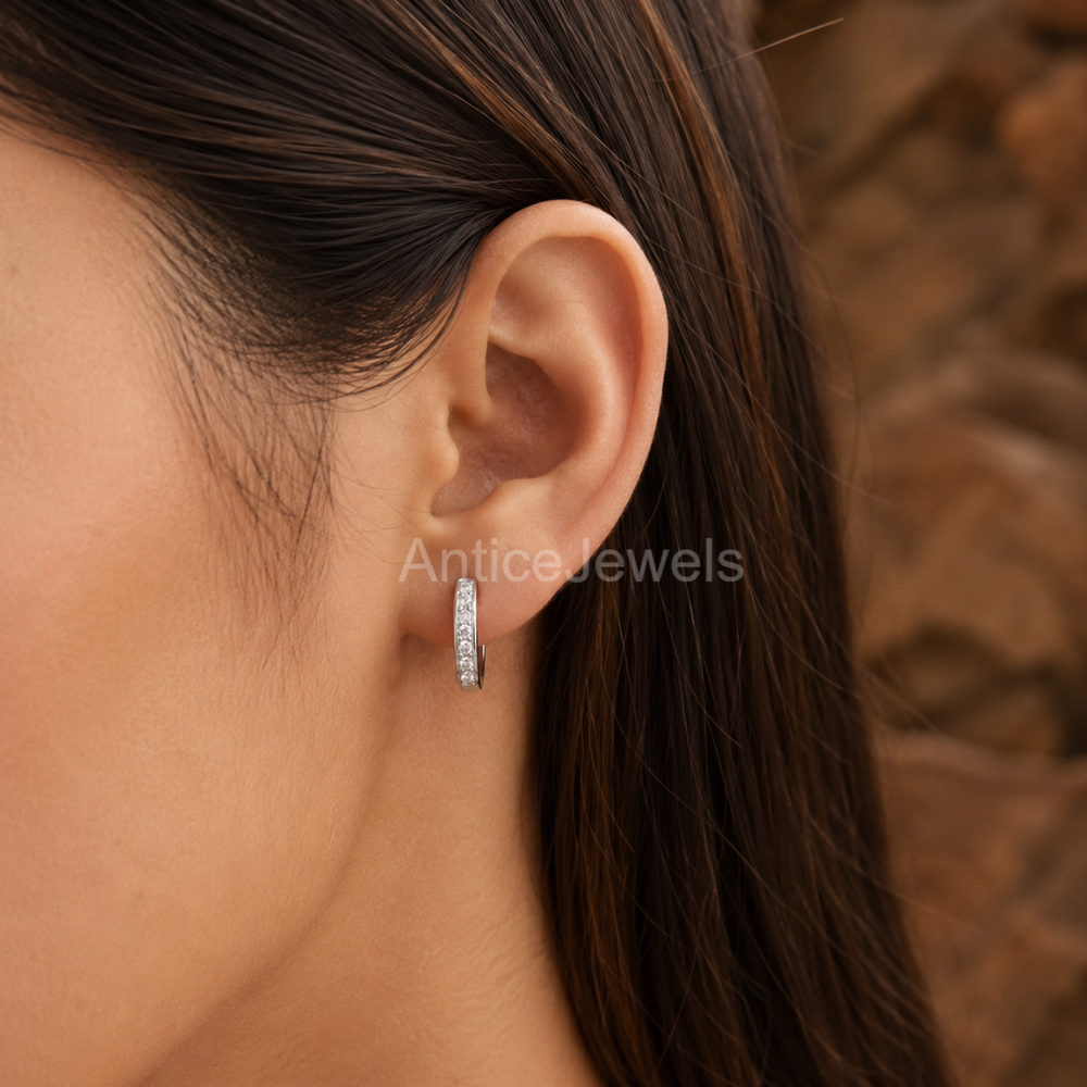 Classic Sparkling Stone Huggie Hoops