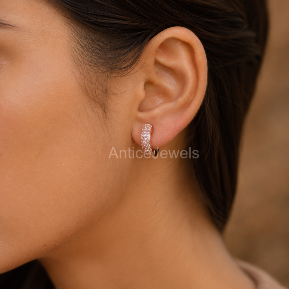 Sparkling Multi Row Pavé Hoop Earrings
