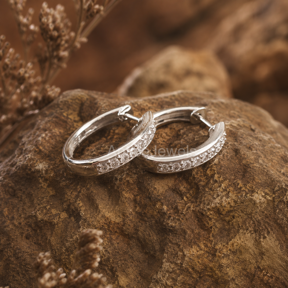 Classic Sparkling Stone Huggie Hoops